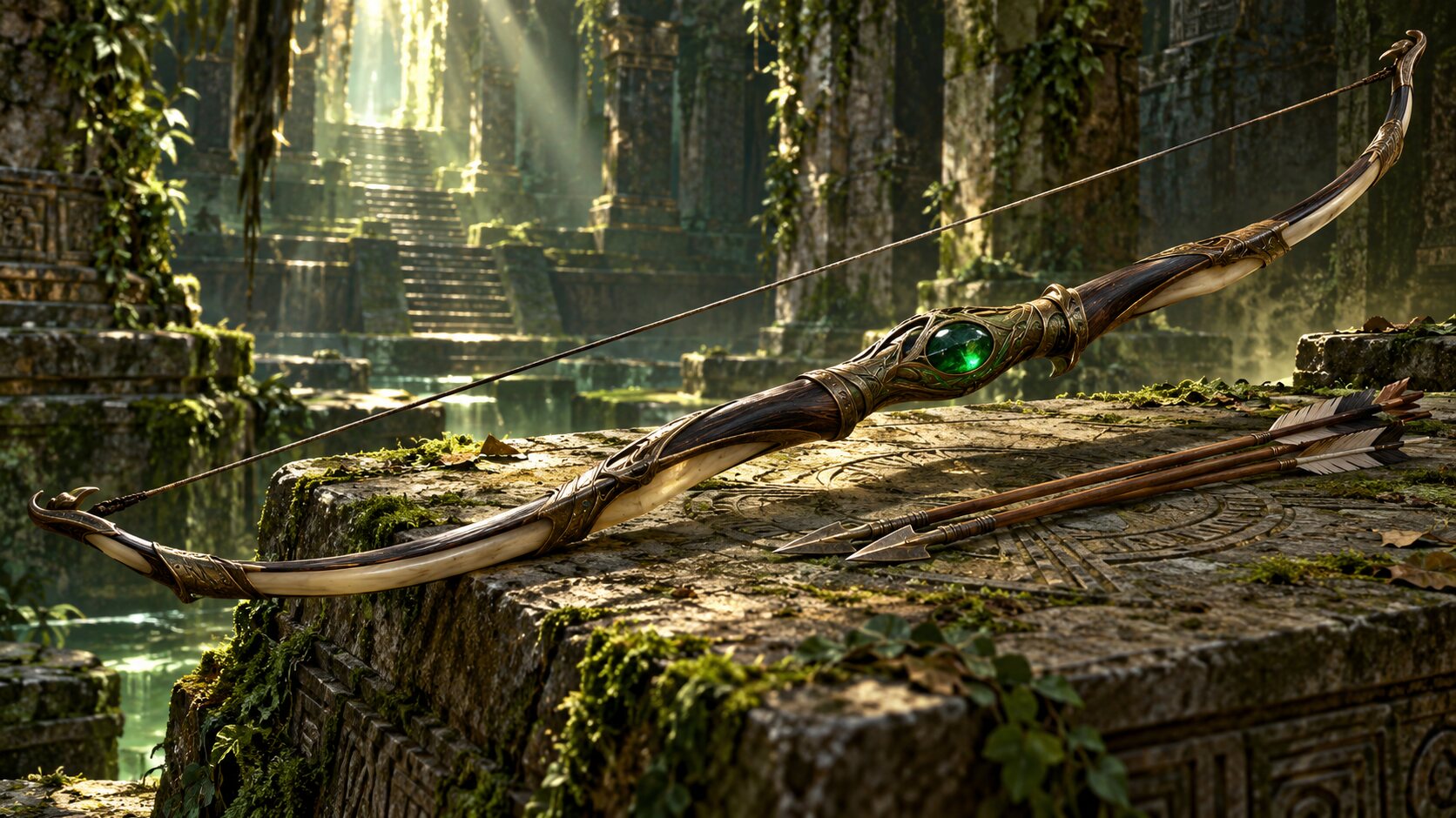 Toby’s Bow of the Ancients with its green gem
